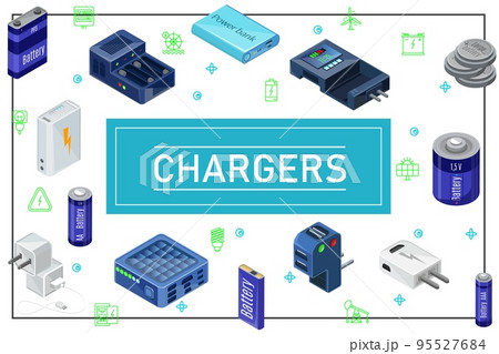 Isometric Modern Charging Sources Concept Isometric Modern Charging Sources Concept 95527684