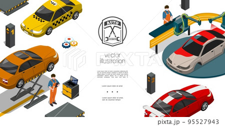 Isometric Auto Repair Service Template Isometric Auto Repair Service Template 95527943