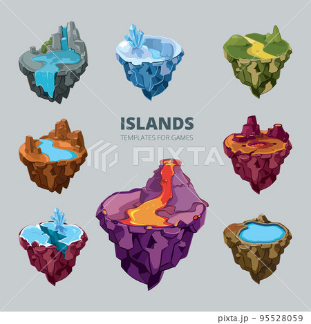 Isometric 3d set of flying islands 95528059