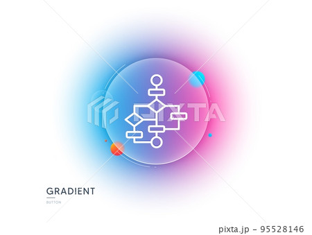 Block diagram line icon. Gradient blur button with glassmorphism. Path scheme sign. Algorithm symbol. Transparent glass design. Block diagram line icon. Vector Block diagram line icon. Gradient blur button with glassmorphism. Path scheme sign. Algorithm symbol. Transparent glass design. Block diagram line icon. Vector 95528146