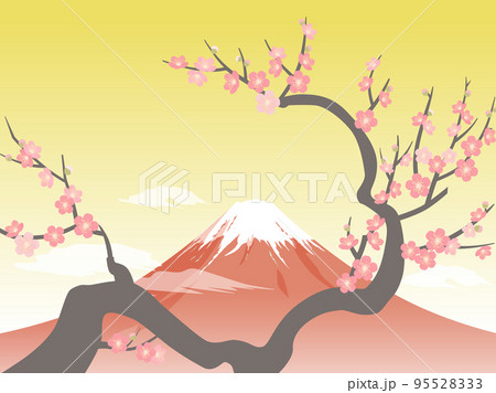 梅と赤富士 95528333