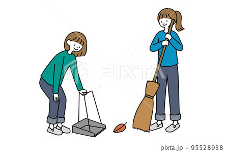 落ち葉掃除をする女性 落ち葉掃除をする女性 95528938