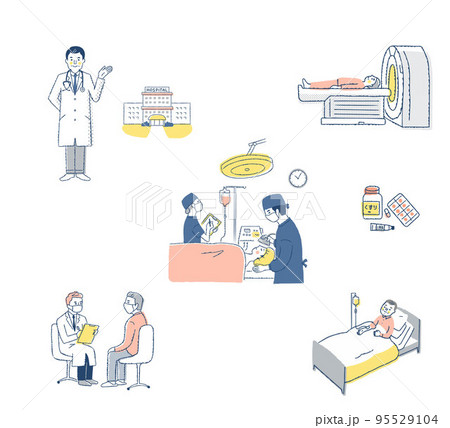 医者と患者 さまざまなシーン セット 医者と患者 さまざまなシーン セット 95529104