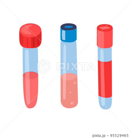 Flat test tubes vector set on white background. 95529465
