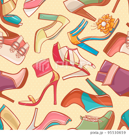 seamless background with women's shoes - 2 95530659