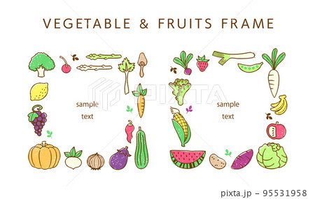 手描きの野菜のフレームセット 95531958