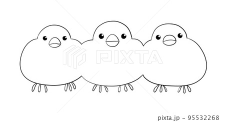 3匹の小鳥 塗り絵のイラスト素材 [95532268] - PIXTA