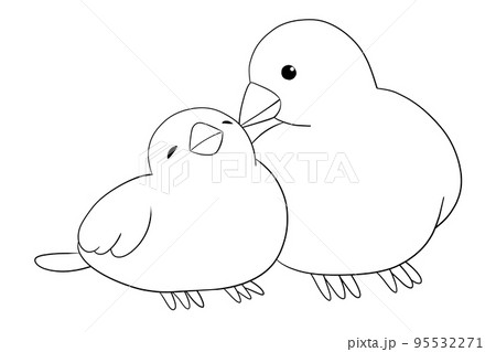 小鳥の親子　塗り絵 95532271