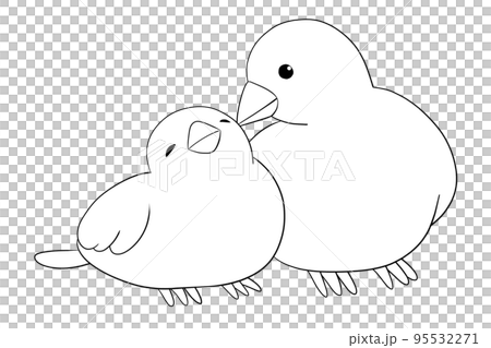 小鳥の親子　塗り絵 95532271