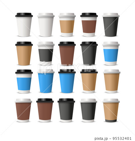 20 pcs. realistic cups for coffee and tea on a white background - Vector 20 pcs. realistic cups for coffee and tea on a white background - Vector 95532401