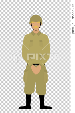 高級男兵擺姿勢，等待，等待，雙手在前面對齊 95533256