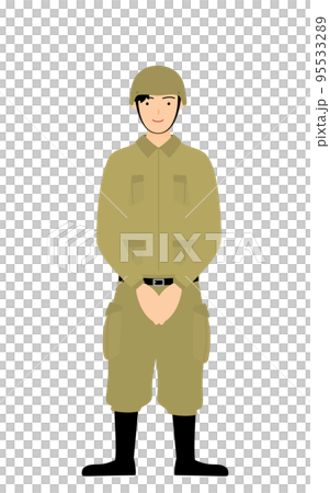 Male soldier poses, waits, waits with hands aligned in front Male soldier poses, waits, waits with hands aligned in front 95533289