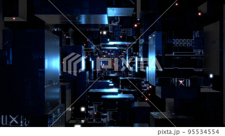 VJ トンネル 箱 機械 サイバー 発光 光 青 [別Verあり] 95534554