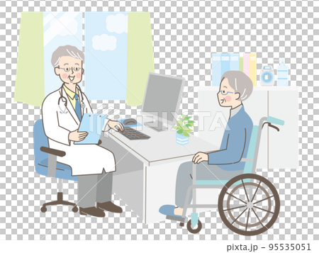 Vector illustration material of a male doctor examining a senior man 95535051