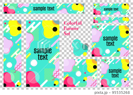 フレーム素材_メンフィス柄_レトロポップ フレーム素材_メンフィス柄_レトロポップ 95535268