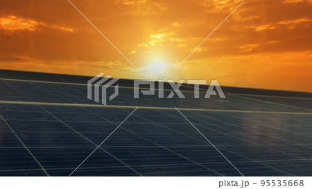 Solar power panels on the roof for green energy. 95535668