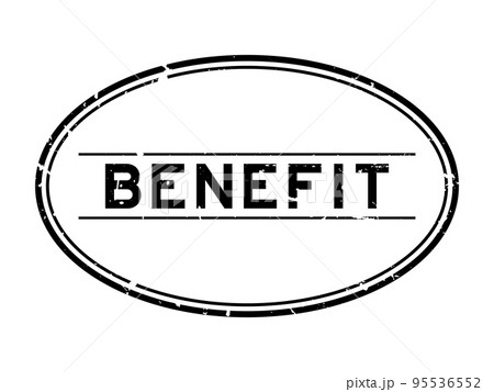 Grunge black benefit word oval rubber seal stamp on white background Grunge black benefit word oval rubber seal stamp on white background 95536552
