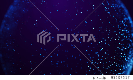 Magical sparkles of light form abstract structures. Blue glow particles with amazing bokeh for fantastic background. 3d render. 95537517