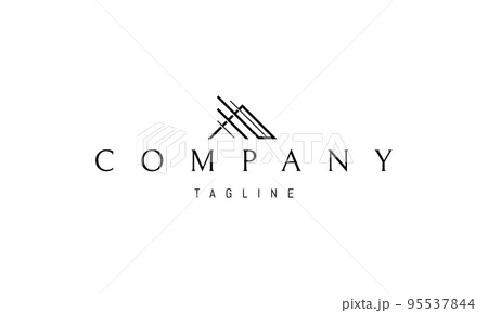 Vector logo on which an abstract image of the letter A in the form of a pyramid with rays aiming upwards. Vector logo on which an abstract image of the letter A in the form of a pyramid with rays aiming upwards. 95537844