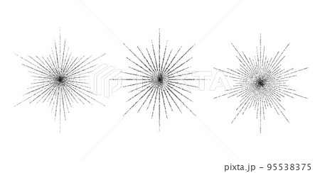 Dotted grain star with beams set. Black stippled ray sparkle and flare collection. Various noise textured asterisks. Different halftone dot work stellar forms and burst explosion. Vector sparks. Dotted grain star with beams set. Black stippled ray sparkle and flare collection. Various noise textured asterisks. Different halftone dot work stellar forms and burst explosion. Vector sparks. 95538375
