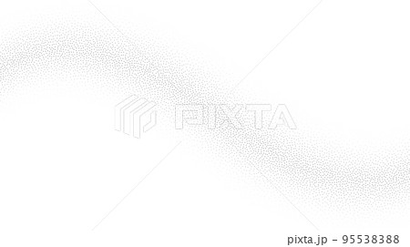 Grain wave background. Black stipple curve line. Abstract wavy noise dotted shape wallpaper. Dotwork gradient pattern. Stochastic vector 95538388
