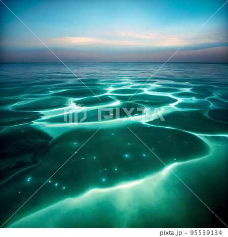 Bioluminescence. Bio luminescent ocean. Bioluminescent plankton in the sea Bioluminescence. Bio luminescent ocean. Bioluminescent plankton in the sea 95539134