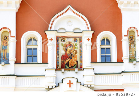 Orthodox icon on the Gate Church of Philip, Metropolitan of Moscow, in the Valdai Iversky Monastery Orthodox icon on the Gate Church of Philip, Metropolitan of Moscow, in the Valdai Iversky Monastery 95539727
