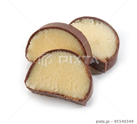 marzipan pieces on white background marzipan pieces on white background 95540349