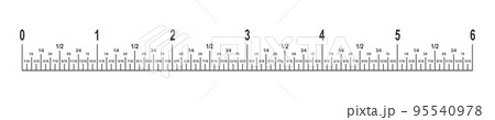 6 inches ruler scale with fractions. Unit of length in imperial system of measurement Math or geometric tool with markup and numbers isolated on white background 6 inches ruler scale with fractions. Unit of length in imperial system of measurement Math or geometric tool with markup and numbers isolated on white background 95540978
