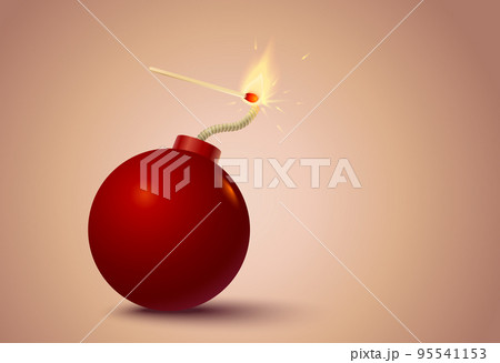 Vector illustration of a red bomb and match in...のイラスト素材 ...
