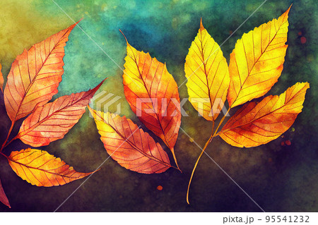 Beautiful Autumn Leaves Backgrounds - Aquarel Illustration Beautiful Autumn Leaves Backgrounds - Aquarel Illustration 95541232