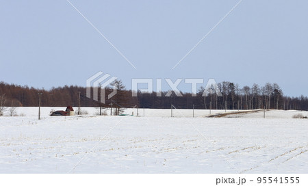 北海道　十勝地方　牧場のある風景 95541555