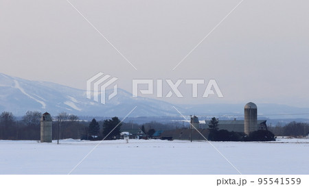 北海道　十勝地方　牧場のある風景 95541559