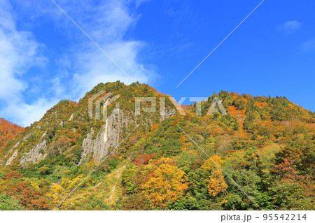 錦秋の秋山郷　布岩 95542214