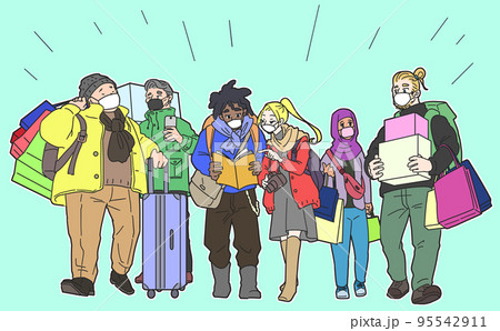 買い物や観光を楽しむインバウンド マスク・背景あり 買い物や観光を楽しむインバウンド マスク・背景あり 95542911