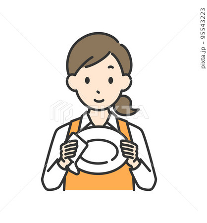 食器を拭く主婦のイラスト 95543223