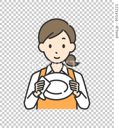 食器を拭く主婦のイラスト 95543223