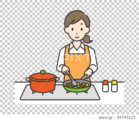 料理をしている主婦のイラスト 95543225