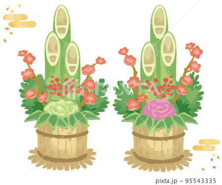 水彩風、門松のイラスト素材。年賀状などに。ベクター素材。 95543335