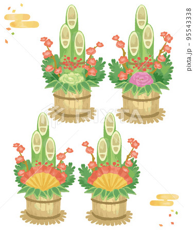 水彩風、門松のイラスト素材。年賀状などに。ベクター素材。 95543338