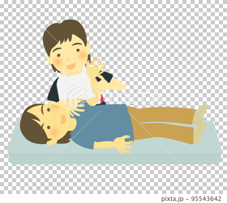 肩のリハビリをする患者と理学療法士 95543642