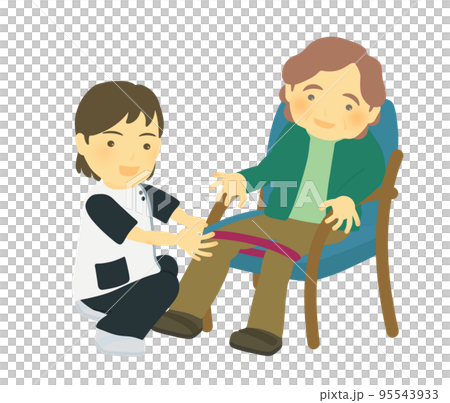 下肢のリハビリをする患者と理学療法士 95543933