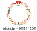 クリスマスリースの飾りフレーム｜手描き風アイコン・背景素材 95544205