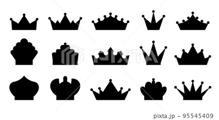 Crown black heraldic silhouette set. King award crowns emperor sign. Kingdom luxury monarch element. Queen power isolated emblem. Royal princess heraldic symbol. Prince lord vintage medieval icon Crown black heraldic silhouette set. King award crowns emperor sign. Kingdom luxury monarch element. Queen power isolated emblem. Royal princess heraldic symbol. Prince lord vintage medieval icon 95545409
