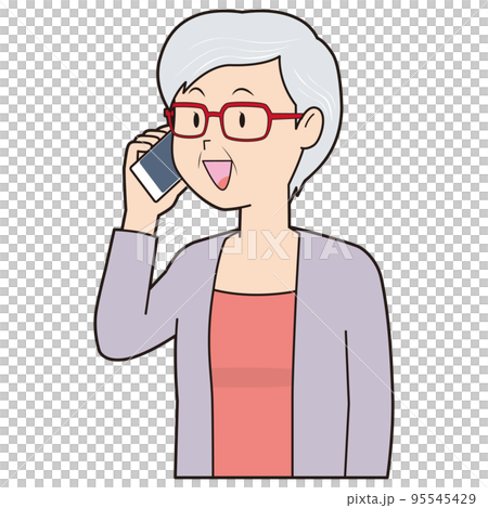 電話をかけるシニア女性 電話をかけるシニア女性 95545429