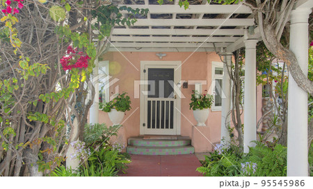 Panorama Red concrete front entrance to a house at La Jolla, California Panorama Red concrete front entrance to a house at La Jolla, California 95545986