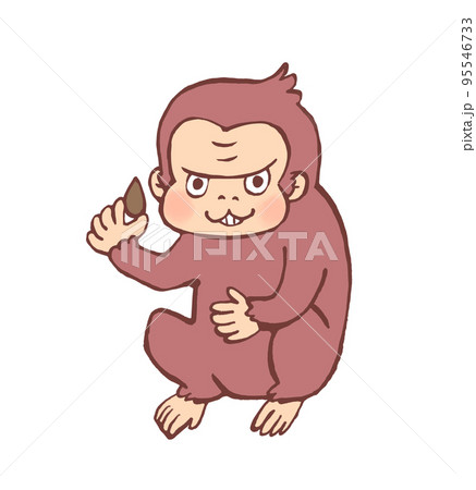 猿かに合戦の意地悪なお猿のイラストのイラスト素材
