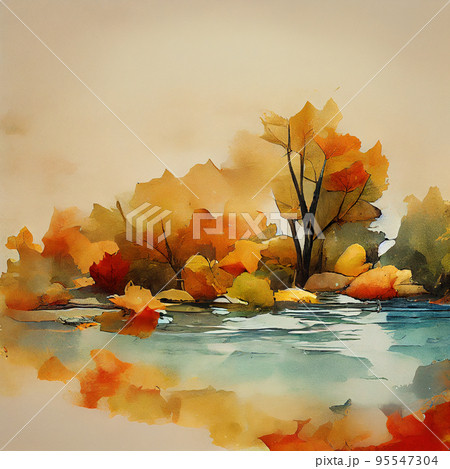 Beautiful Autumn Leaves Backgrounds - Aquarel Illustration Beautiful Autumn Leaves Backgrounds - Aquarel Illustration 95547304