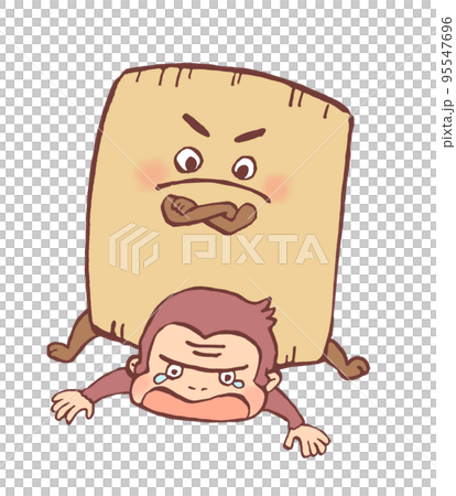 さるかに合戦で成敗されるお猿のイラスト 95547696