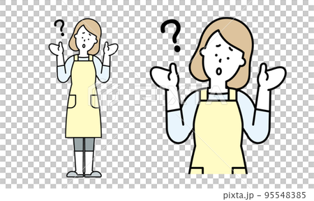 Illustration material of a mother who tilts her head and poses "Why?". Illustration material of a mother who tilts her head and poses "Why?". 95548385